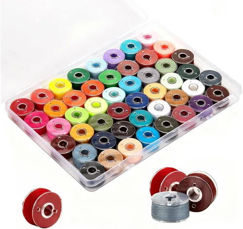 Juego de 48 bobinas de hilo de coser de colores surtidos para máquina de coser Babylock Singer Janome Brother (colorido)