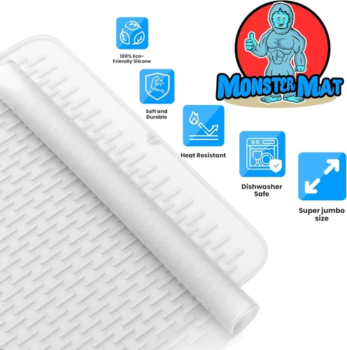 Miniatura 5 de MonsterMat - Tapete extra grande (30 x 24 pulgadas) para secar platos de silicona resistente para encimeras de cocina