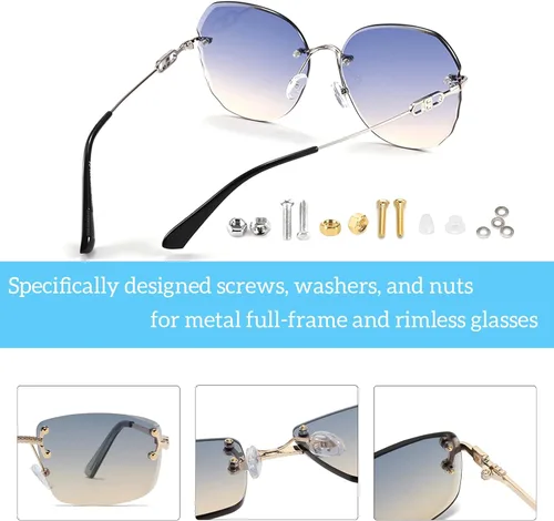 Miniatura 3 de Kit de reparación de lentes de ojo, kit de reparación de lentes mejorado con tornillos (oro y plateado), destornillador de anteojos 5 en 1