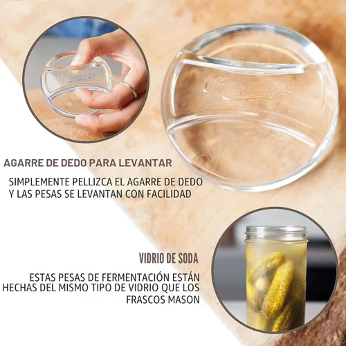 Miniatura 4 de Masontops Pickle Pebble - Pesos de fermentación de vidrio - Juego de pesas para encurtidos y fermentación - Tamaño de boca pequeña para kit