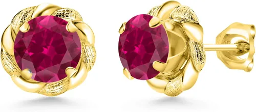 Miniatura 174 de Gem Stone King Aretes de plata de ley 925 de 0.236 in con piedra natal redonda para mujer