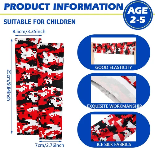 Miniatura 3 de Xuhal 10 pares de mangas de brazo para niños, jóvenes, baloncesto, fútbol, béisbol, protección UV, protección solar, compresión deportiva, cubierta