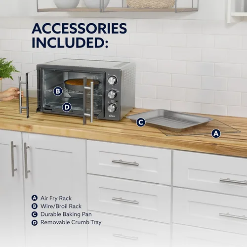 Miniatura 6 de Oster Horno tostador de encimera de puerta francesa extragrande de 42 litros, horno freidora de aire 6 en 1 con estante de freír de aire, estante