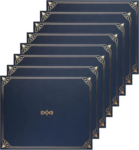 Paquete de 25 portacreditados, 25 tapas de certificados para papel de tamaño carta, 8.5 x 11 pulgadas, carpetas de certificados, azul marino, 9 x