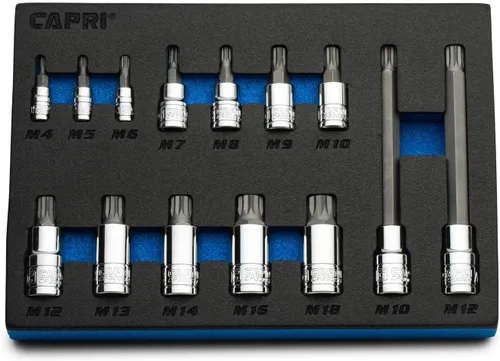 Miniatura 9 de Capri Tools XZN Juego de Puntas de Vaso con Estriado Cuadrado Triple, Métrico, 10 Piezas