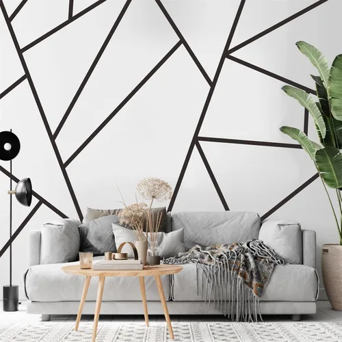 Miniatura 5 de Calcomanías de pared de líneas geométricas, calcomanías de pared de vinilo negro, calcomanías modernas para pared, calcomanías extraíbles