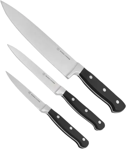 Miniatura 13 de DURA LIVING Cuchillo Santoku de 7 pulgadas, hoja de acero inoxidable de alto carbono afilada, mango remachado ergonómico forjado, cuchillo de chef