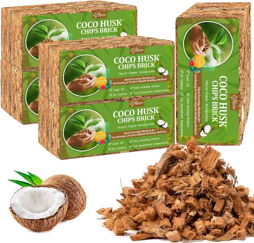 Miniatura 8 de Riare Paquete de 2 sustratos de chips de coco para plantas, 2.2 libras, ladrillo de cáscara de coco 100% orgánico con baja EC y pH equilibrado