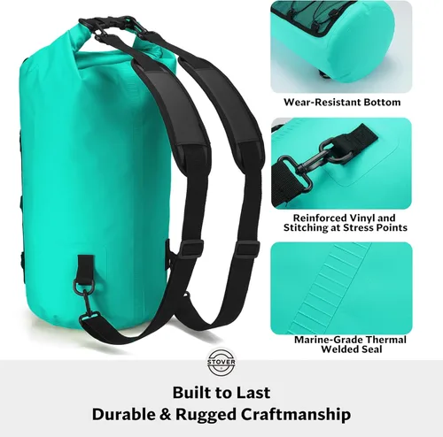 Miniatura 4 de STOVER 5/10/25/30/40/55L Waterproof Dry Bag- Roll-Top Backpack w/Phone Case- Kayaking, Hiking, Camping, Boating- Men/Women 30L Verde azulado