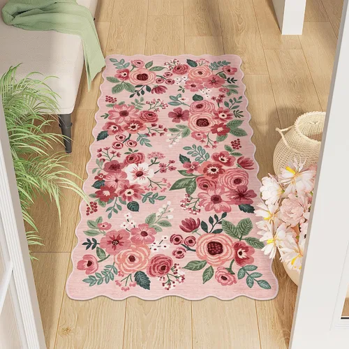 Miniatura 170 de DUKINO Alfombra de área de 6 x 9 pies, alfombra floral para sala de estar, ligera, antideslizante, lavable, alfombra de interior de pelo bajo