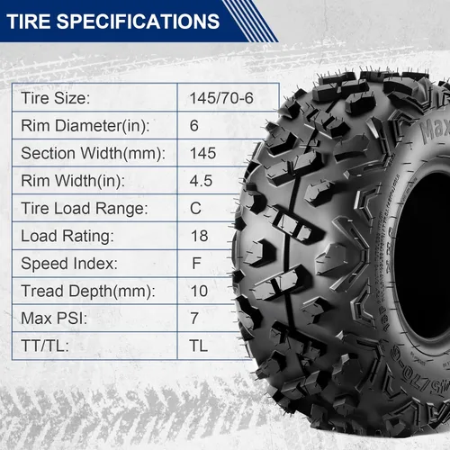 Miniatura 3 de MaxAuto 16x8-7 Neumáticos para ATV 16x8.00-7 Neumáticos para Go-Kart AT16x8-7 Neumático para Mini Bicicleta 16x8x7 Neumático para UTV Todo Terreno