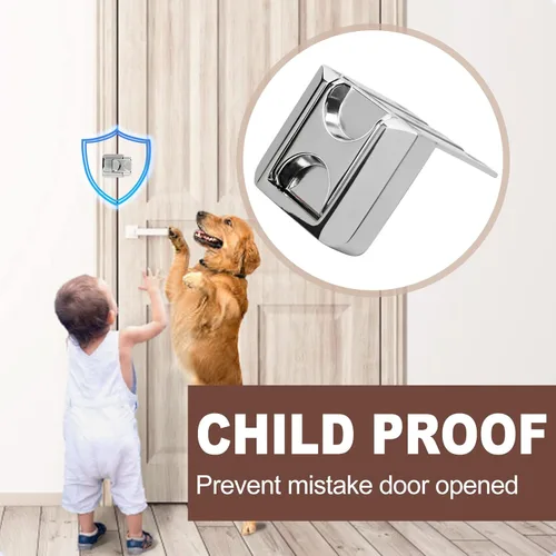 Miniatura 4 de CZU Cerradura de puerta para el hogar, seguridad mejorada a prueba de niños (2 unidades), cerradura de puerta de protección adicional para puerta