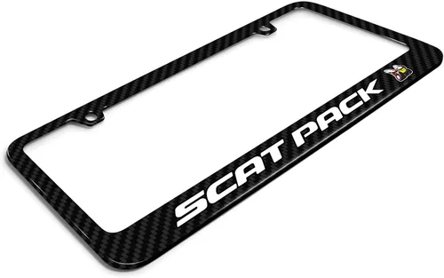Miniatura 3 de iPick Image Marco de matrícula hecho para Dodge Scat-Pack de fibra de carbono real 3K con acabado brillante