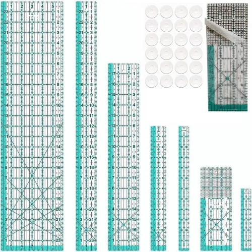 Reglas de acolchado, 7 plantillas de reglas de costura (6 x 24 pulgadas, 2 x 24 pulgadas, 3 x 18 pulgadas, 3 x 8 pulgadas, 1.5 x 12 pulgadas, 1 x 12