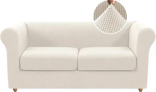 Miniatura 29 de Funda para silla Chesterfield de 2 piezas para sofá de 1 cojín, fundas para silla de brazo alto, 1 asiento, alta elasticidad, lavable, protector