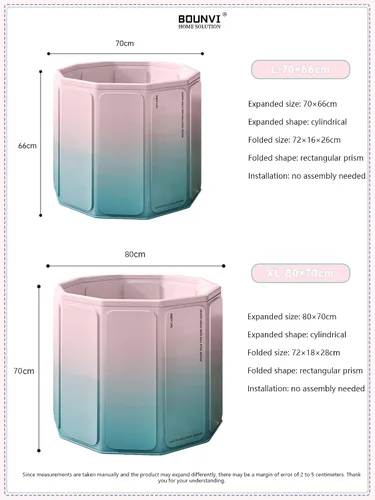Miniatura 6 de Bañera portátil plegable de 85 galones para adultos, 31.5 pulgadas de largo x 27.5 pulgadas de alto, bañera de hielo plegable para atletas y amantes