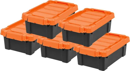 IRIS USA - Contenedores de almacenamiento con tapa de 3 galones con candado, paquete de 5 - Fabricados en EE. UU., contenedores resistentes