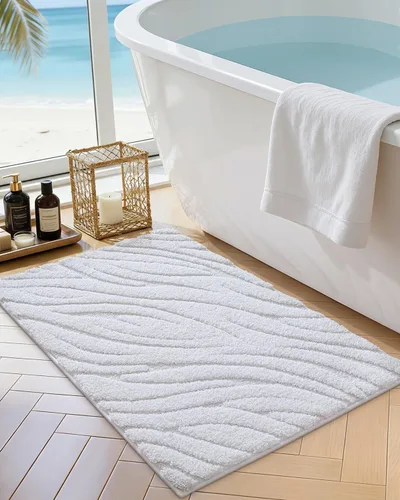 Miniatura 19 de DEXI - Alfombras de baño de 16"x24", alfombras antideslizantes para el suelo del baño, alfombra de baño ultrasuave y absorbente para la ducha, Beige