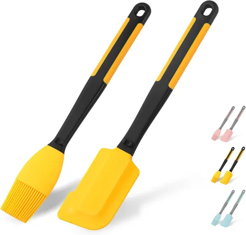 Miniatura 10 de Cepillo y espátula de silicona para untar – Extra largo, resistente al calor, para hornear, raspar, mezclar, barbacoa, parrilla, cocina, cocina
