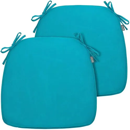 Miniatura 19 de Magpie Fabrics Juego de 2 cojines para sillas de exteriores e interiores de 17 x 16 x 2 pulgadas con lazos, impermeables, para todo tipo de clima