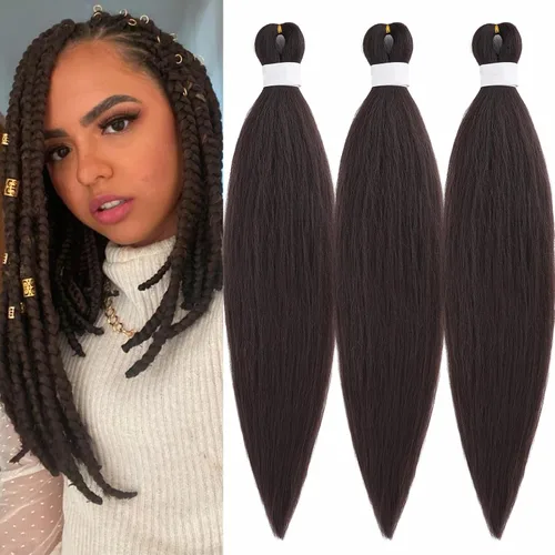 Miniatura 20 de Black Braiding Hair Pre Stretched 16 Inch Black Hair Extensions For Braiding Hypoallergenic Pre-stretched Braiding Hair Natural Knotless Crochet