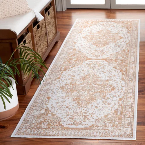 Miniatura 10 de SAFAVIEH Alfombra lavable Arizona Collection – 5 x 8 pies, ovalada, beige y dorado, antideslizante y fácil de limpiar, ideal para sala de estar