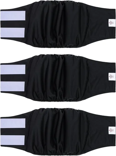 Miniatura 22 de CuteBone - Pañales lavables para perro macho, banda abdominal, paquete de 3 unidades, color negro, modelo DM54XS