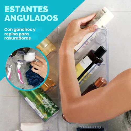 Miniatura 3 de ShowerGem Organizador de ducha fácil de limpiar, paquete de 2 organizadores de baño duraderos a prueba de óxido, sin ventosas, sin tornillos