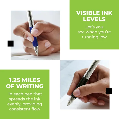 Miniatura 5 de Simply Genius Bolígrafos azules, 200 bolígrafos a granel, retráctiles, tinta azul, escritura suave y ergonómicos para tomar notas y suministros