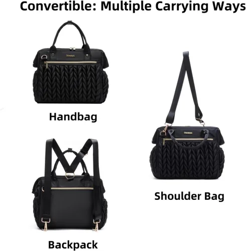 Miniatura 5 de Bolso Pequeño de Pañales, Bolso Mediano de Pañales Convertible para Mujer, Bolso de Pañales de Mano y Bandolera Negro