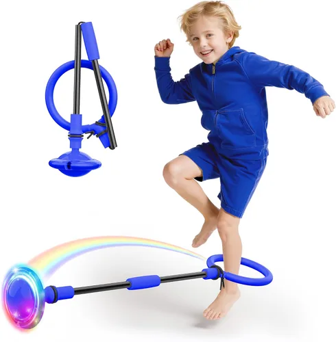 Bola de salto de tobillo para niños, plegable y colorida rueda de salto con luz intermitente para adultos, juego para interiores y exteriores,