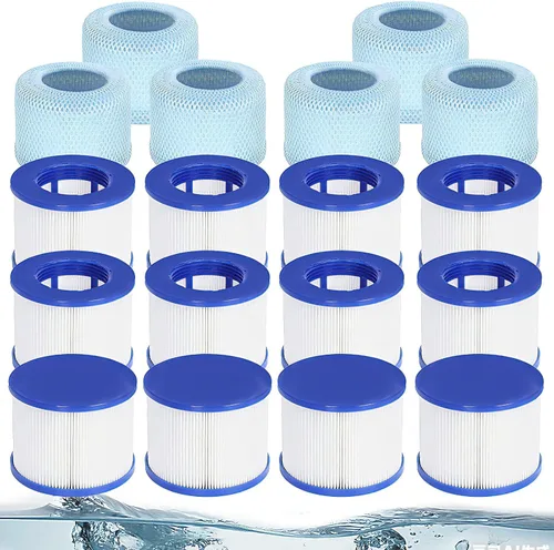 Miniatura 8 de Cartuchos de filtro para bañera de hidromasaje con cubiertas protectoras de malla – Compatible con RELXTIME, ALEKO, Wejoy, Aquaspa – Filtros