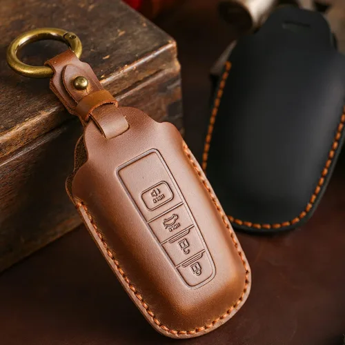 Miniatura 3 de OFFCURVE Funda protectora de cuero para llavero de automóvil compatible con Toyota Camry Corolla Highlander RAV4 Avalon Prius C-HR GT86 4Runner