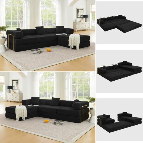 Miniatura 14 de HANXIN Sofá cama convertible de 78 pulgadas, sofá cama plegable con marco de forma fija, sofá biplaza sin hueso futón con cama extraíble, no Beige