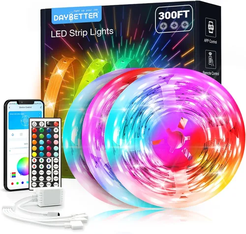 Miniatura 11 de DAYBETTER Tira de luces LED de 50 pies, sincronización de música, tiras de luz LED RGB con control remoto y aplicación, luces LED que cambian