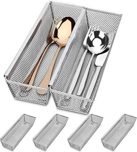 Miniatura 7 de Smgmg Organizador de cajones de cubiertos, organizador de cubiertos para cajón, paquete de 6 organizadores de utensilios para cajones de cocina