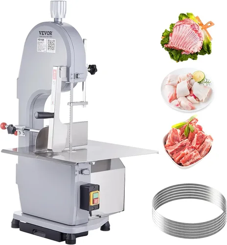 Miniatura 14 de Sierra de banda eléctrica comercial para carne, máquina de sierra ósea vertical de acero inoxidable de 1500W, banco de trabajo de 19.3" x 15