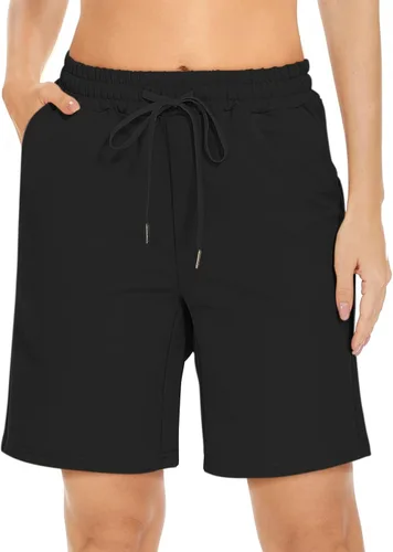 Miniatura 2 de TARSE Bermudas para mujer, de algodón, holgadas, con bolsillos, longitud a la rodilla, para yoga, uso casual, caminar, hacer ejercicio