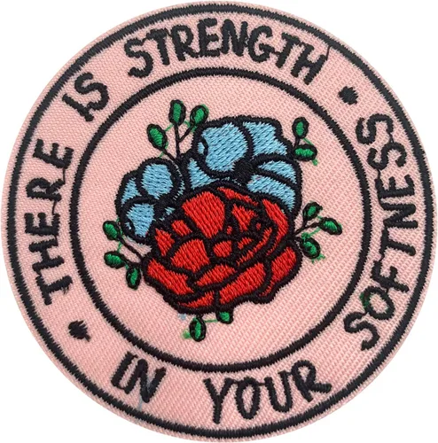 Parche bordado para planchar, parche genial con texto en inglés "There is Strength" – Aplicable para insignias para planchar y coser, parche de