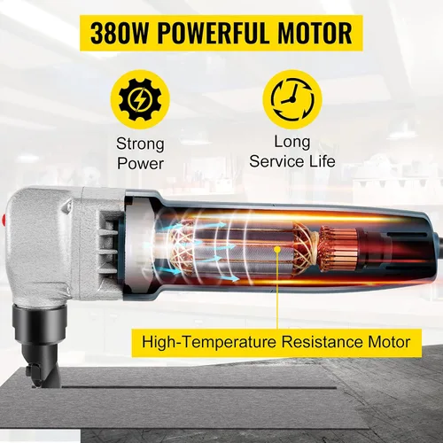 Miniatura 3 de VEVOR Nibbler de metal eléctrico de 380 W, cortador de metal, 1800 rpm, rotor de alta velocidad de 0.07 pulgadas/0.071 in de grosor, 220 V