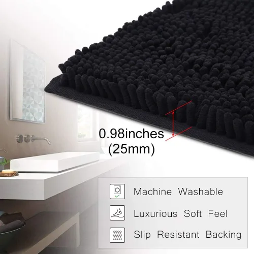 Miniatura 8 de Tapetes de baño de felpilla peludos de 26 x 36 pulgadas, lavables a máquina, ultra suaves, absorbentes de agua