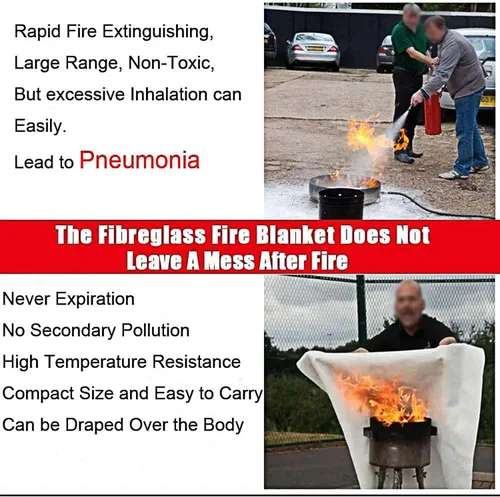 Miniatura 5 de Manta de emergencia contra incendios para el hogar y la cocina, paquete de 2 unidades de 3.3 x 3.3 pies, supresión de fibra de vidrio, ignífuga
