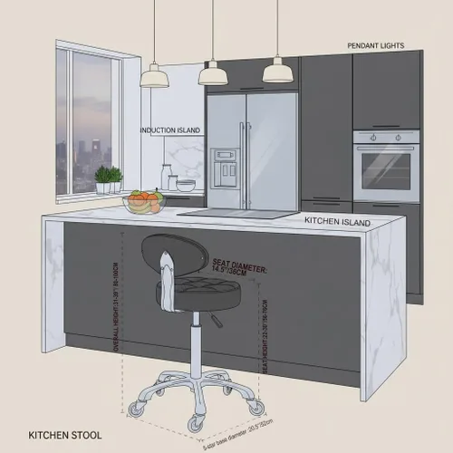 Miniatura 7 de Kaleurrier Silla Giratoria con Altura Ajustable, Taburete Resistente Hidráulico Rodante de Metal para Cocina, Salón, Bar, Oficina, Masaje