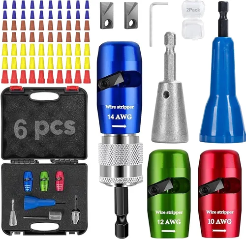 Pelacables para taladro - 2025 Herramienta eléctrica mejorada de pelado y torsión de cables para AWG 14-12-10, herramienta pelacables para taladro
