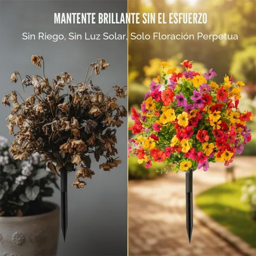 Miniatura 4 de Flores artificiales resistentes a los rayos UV: flores artificiales de 16 pulgadas para exteriores - Estacas de jardín de flores sintéticas