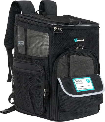 PetAmi Mochila transportadora para perros, mochilas para gatos aprobadas por aerolíneas para transportar gatos pequeños y grandes, mochila para