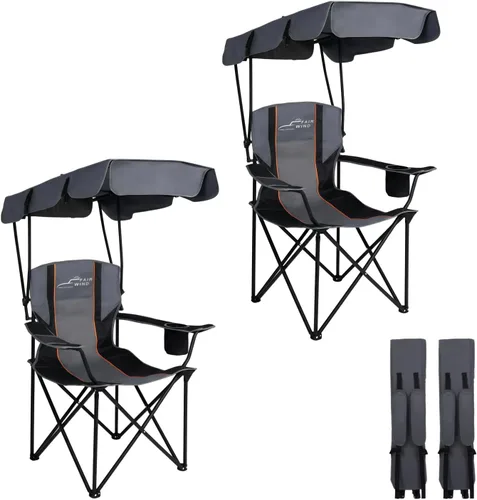 Miniatura 15 de FAIR WIND Silla de camping de gran tamaño con toldo ajustable de 380 libras de capacidad para personas pesadas, silla de playa plegable portátil