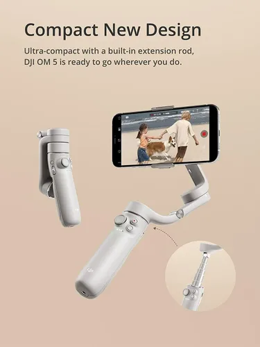 Miniatura 2 de DJI OM 5 estabilizador de cardán para teléfono inteligente, cardán de teléfono de 3 ejes, barra de extensión integrada, portátil y plegable, cardán