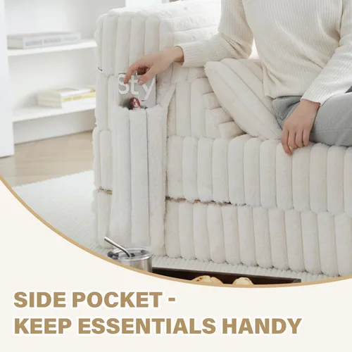 Miniatura 6 de Tiita Sofá cama plegable tamaño individual, colchón convertible con almohada, colchón de pana gruesa para el suelo, sofá cama con bolsillo lateral