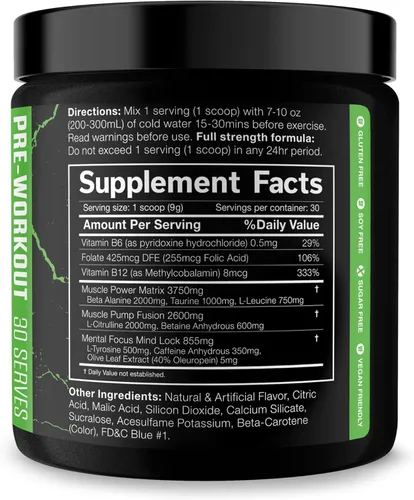 Miniatura 9 de JNX SPORTS The Shadow! Preentrenamiento de alta estimulación 350mg de cafeína Sandía 30 porciones Energía eléctrica, enfoque mental y fuerza